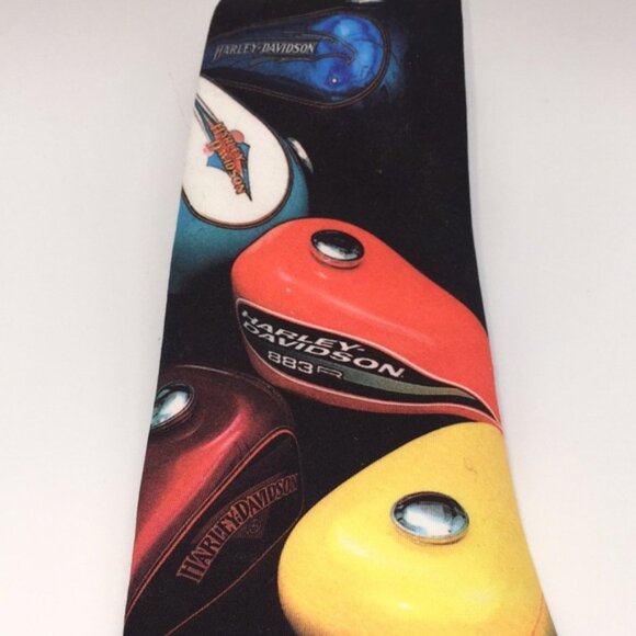 Harley-Davidson Motorcycles Custom Tanks Men’s Neck Tie Vintage USA Made - Picture 3 of 12